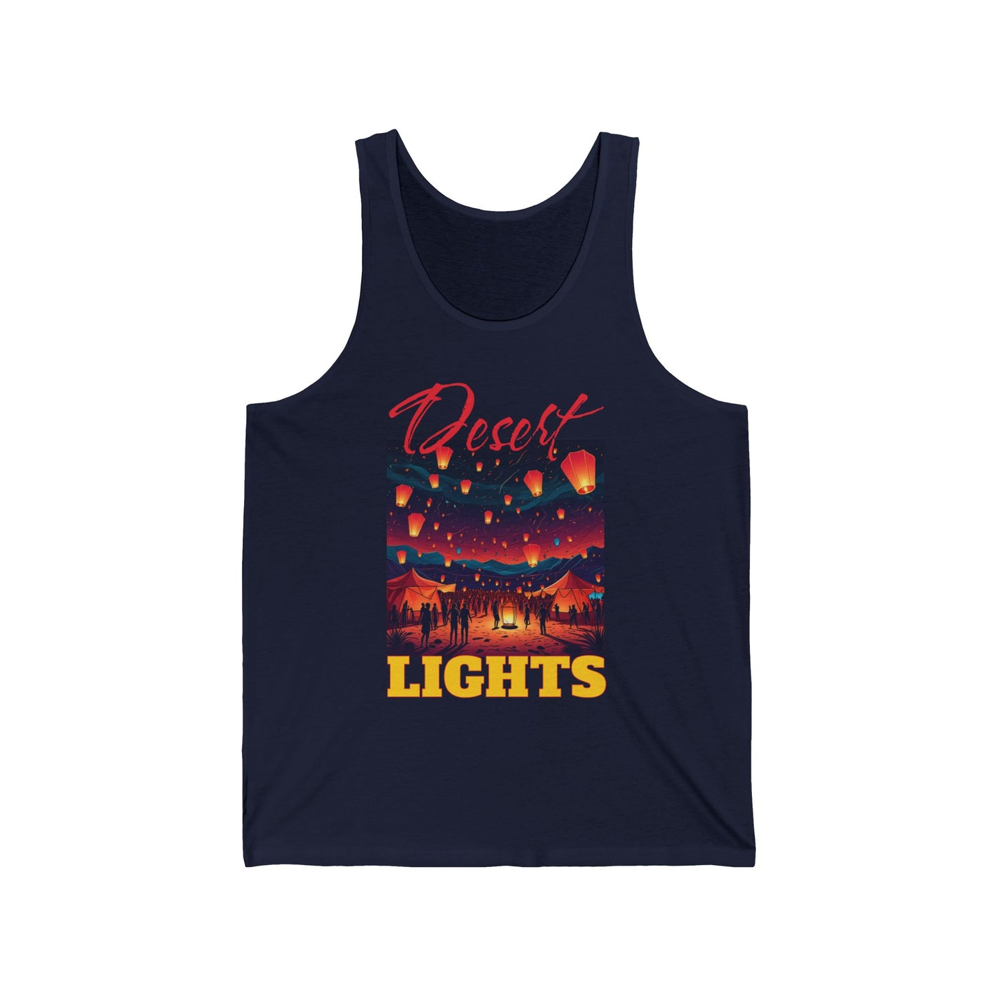 Desert Lights Tank Top for Music Lovers and Festival-Goers Artistic Desert Design Tank Adventure Wear