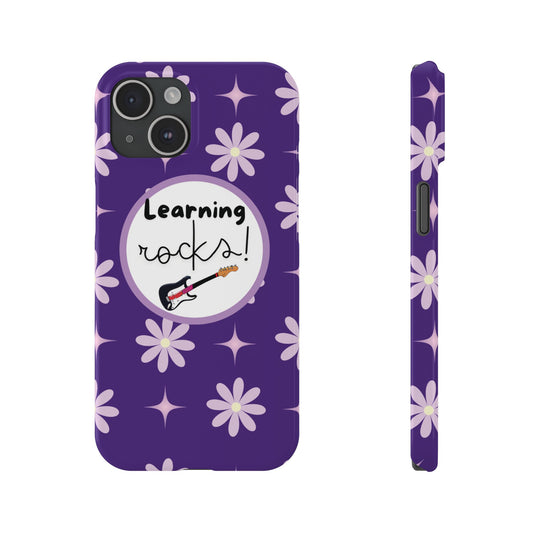 Trendy Back To School iPhone Case Purple Floral Phone Cover Fashionable Motivational Music-Themed Phone Accessory