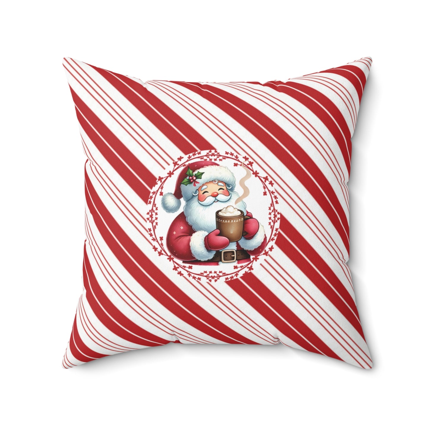 Candy-Striped Seasonal Santa Accent Pillow Whimsical Striped Holiday Throw Cushion Christmas Gift for Her Modern Home Decor