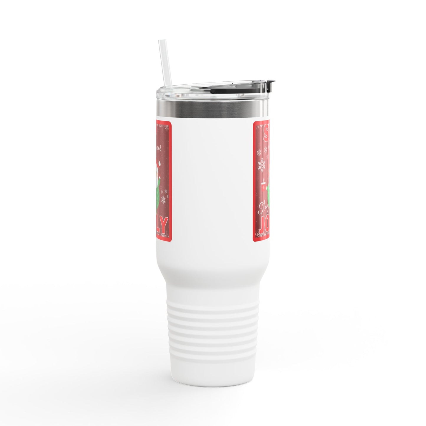 Sip Happens, Stay Jolly 40 oz Christmas Tumbler | Santa Holiday Travel Mug