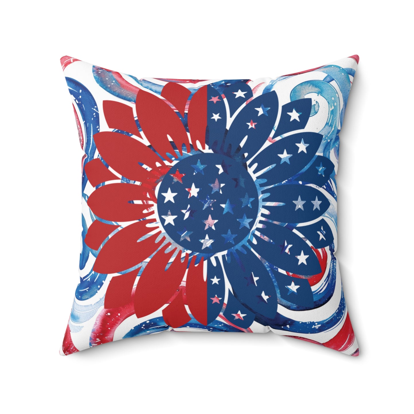 Patriotic Sunflower Pillow Independence Day Home Decor Abstract Floral Design Festive Cushion 4th of July American Celebration Decor