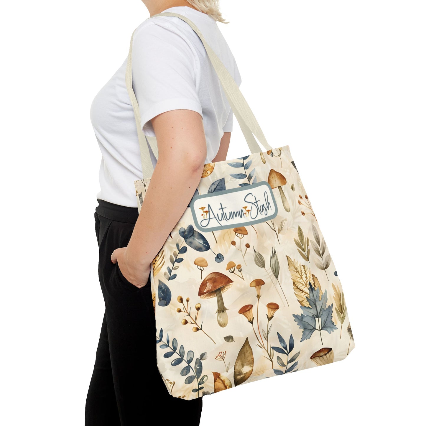 Whimsical Fall-Themed Seasonal Tote Bag Earthy Colors Everyday Autumn Tote Stylish Nature-Inspired Large Storage Bag