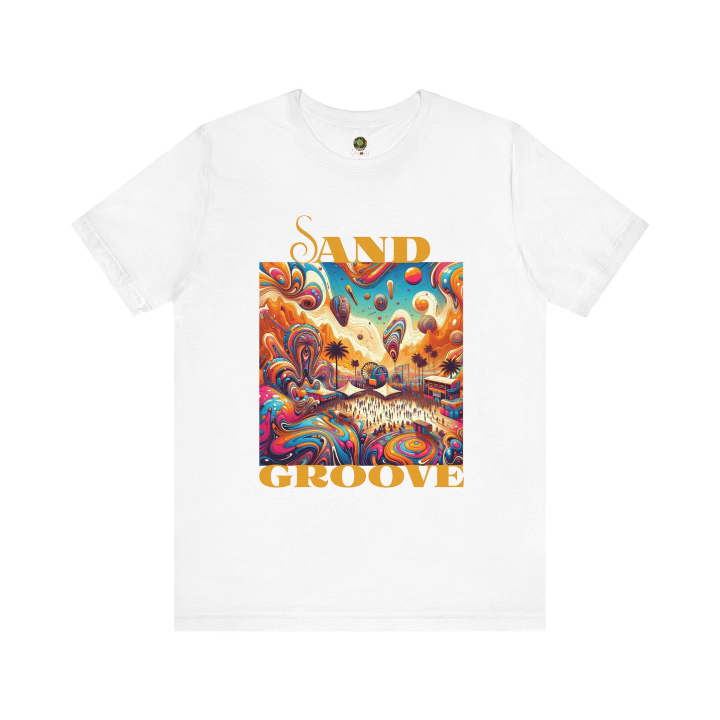 Festival Sand Groove T-Shirt Psychedelic Bohemian Desert Festival Tee Trendy Top for Festival-Goers and Music Lovers