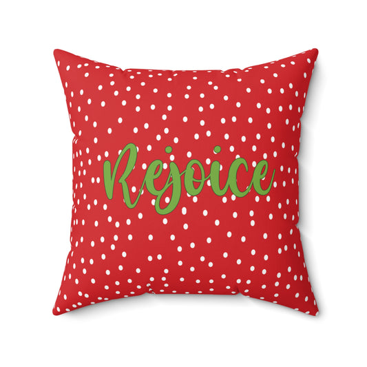 Cozy Christmas Living Room Decor Pillow Red Double-Sided Holiday Accent Green Script Pillow Festive Home Decor Rejoice Sparkle Pillow Accent Gift