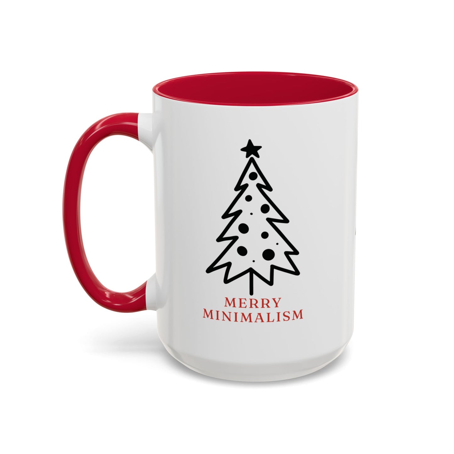 Merry Minimalism Whimsical Tree 15 oz Red Accent Mug | Modern Christmas Tree Coffee Cup