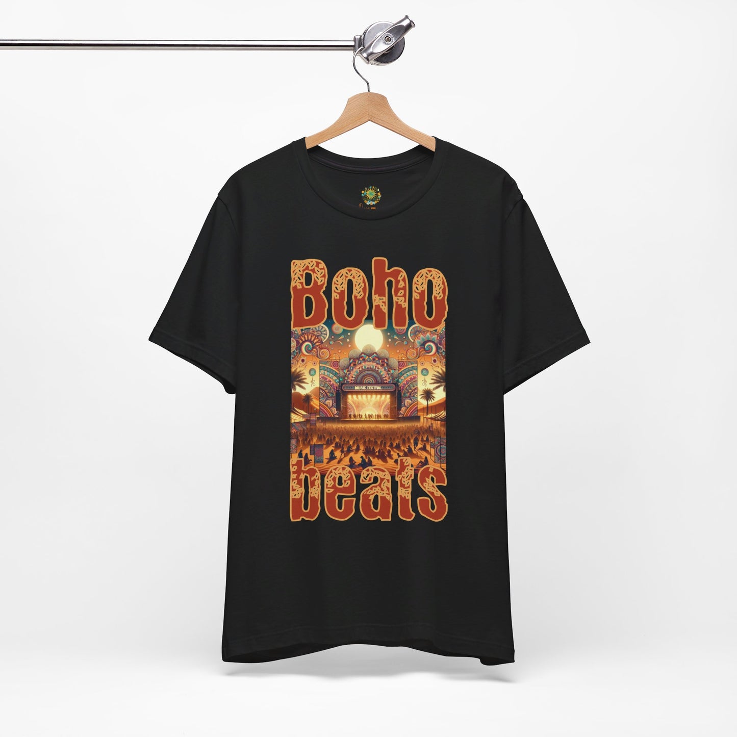 Boho Beats T-Shirt Music Festival Graphic Tee for Bohemian Desert Style, Music Lovers, and Festival Goers