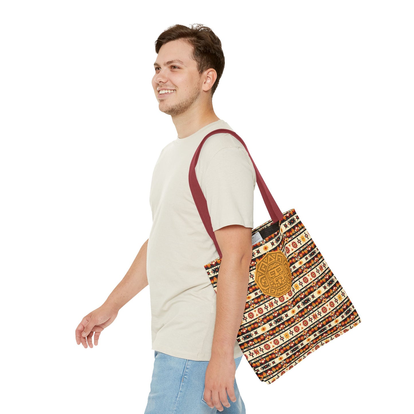 Southwestern Tote with Mayan Accent Fashionable Artistic Aztec Print Multiuse Bag for Weekend Getaways