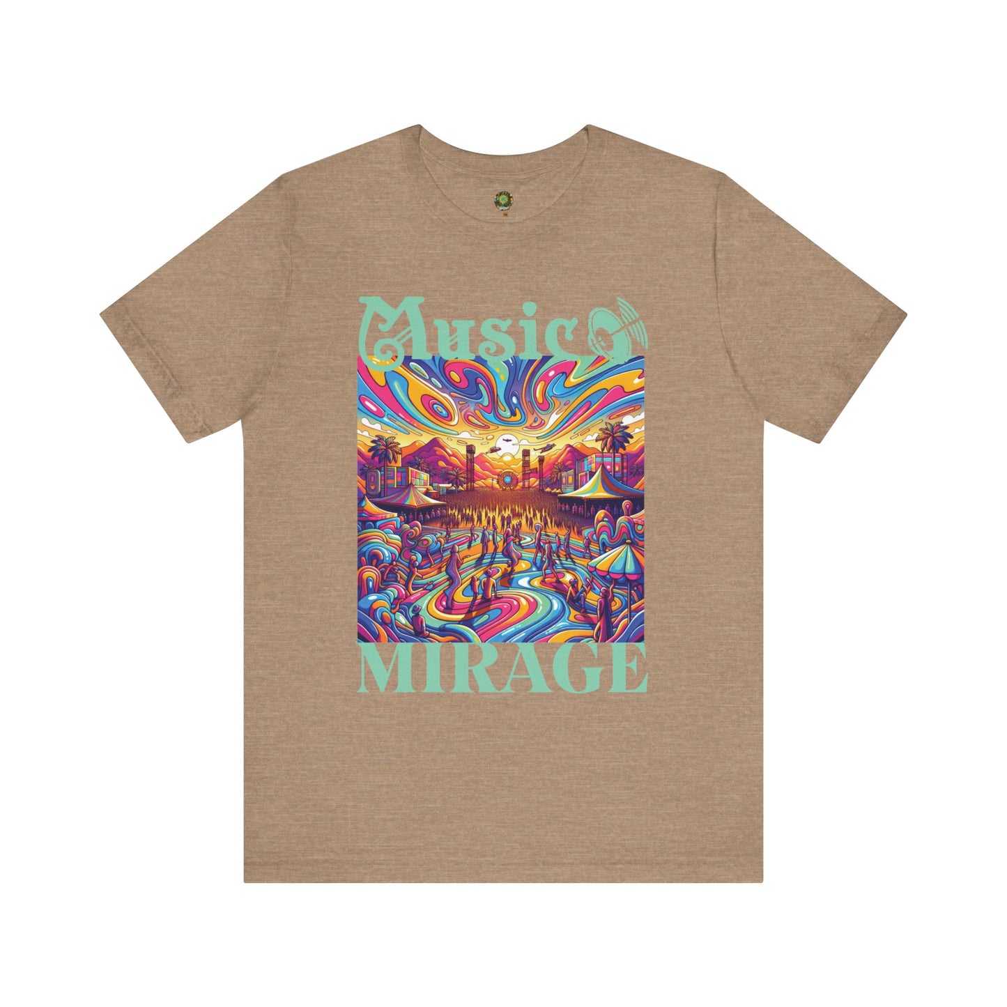 Music Mirage T-Shirt Bohemian Desert Festival Tee for Music Lovers Boho Desert Style Graphic T-Shirt