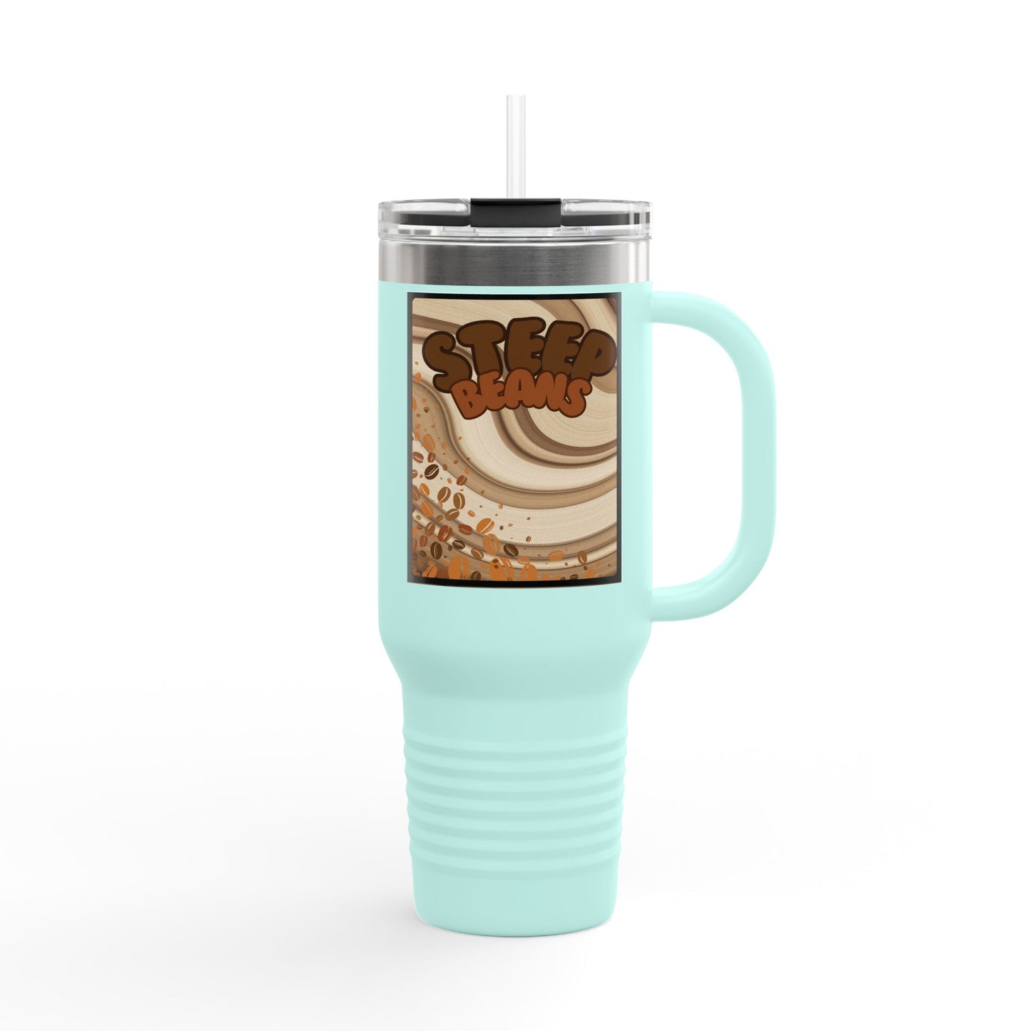 Copy of Copy of Christmas 40oz Insulated Travel Mug With Handle Double Wall Holiday Hot and Cold Teal Mug Coffee Lover Unique Red Tree Gift