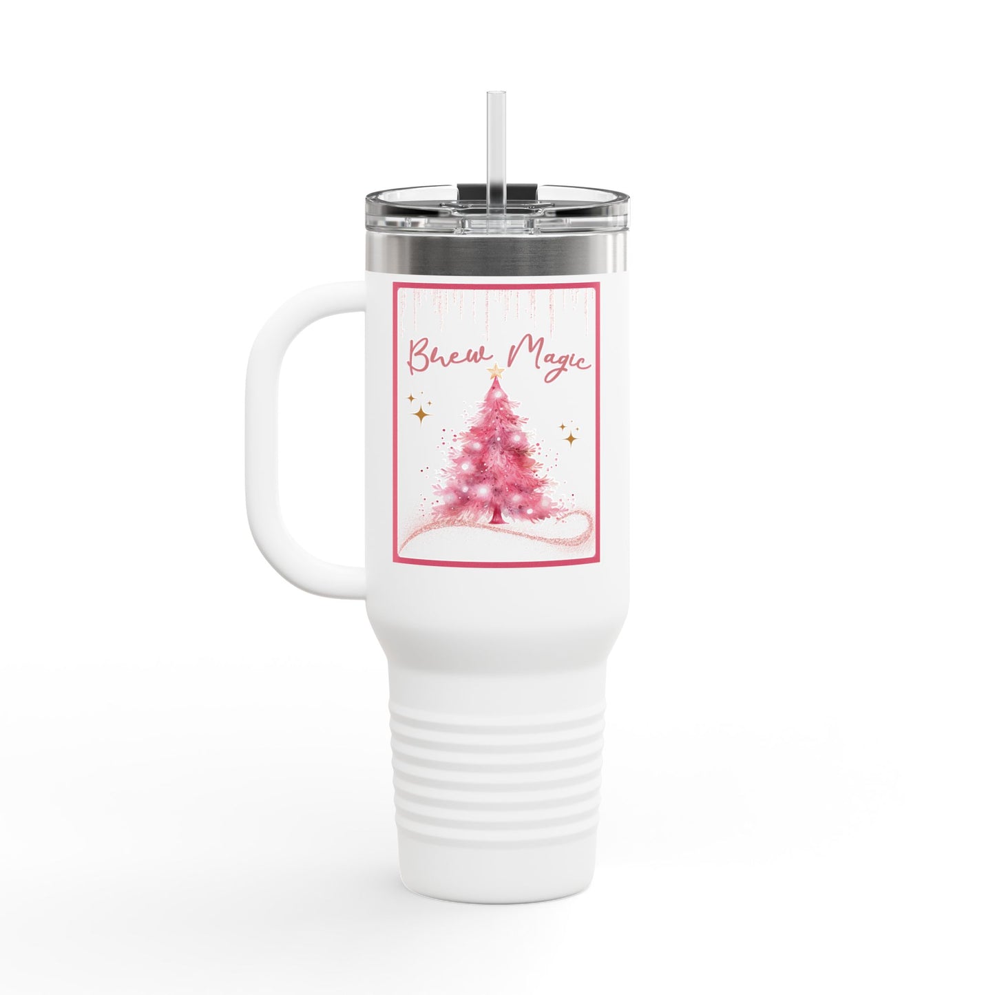 Christmas 40oz Insulated Travel Mug Double Wall Holiday Hot and Cold Mug Coffee Lover Brew Magic Gift