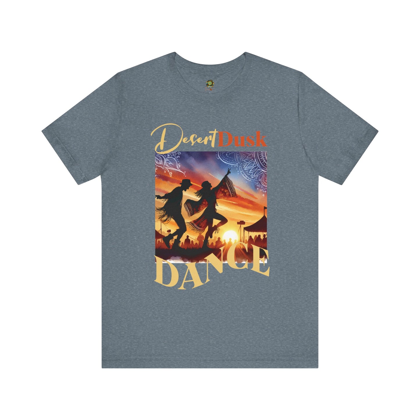 Bohemian Festival T-Shirt Silhouette T-Shirt Trendy Desert Dusk Dance Top for Festival-Goers Dancing Couple Tee for Music Lovers