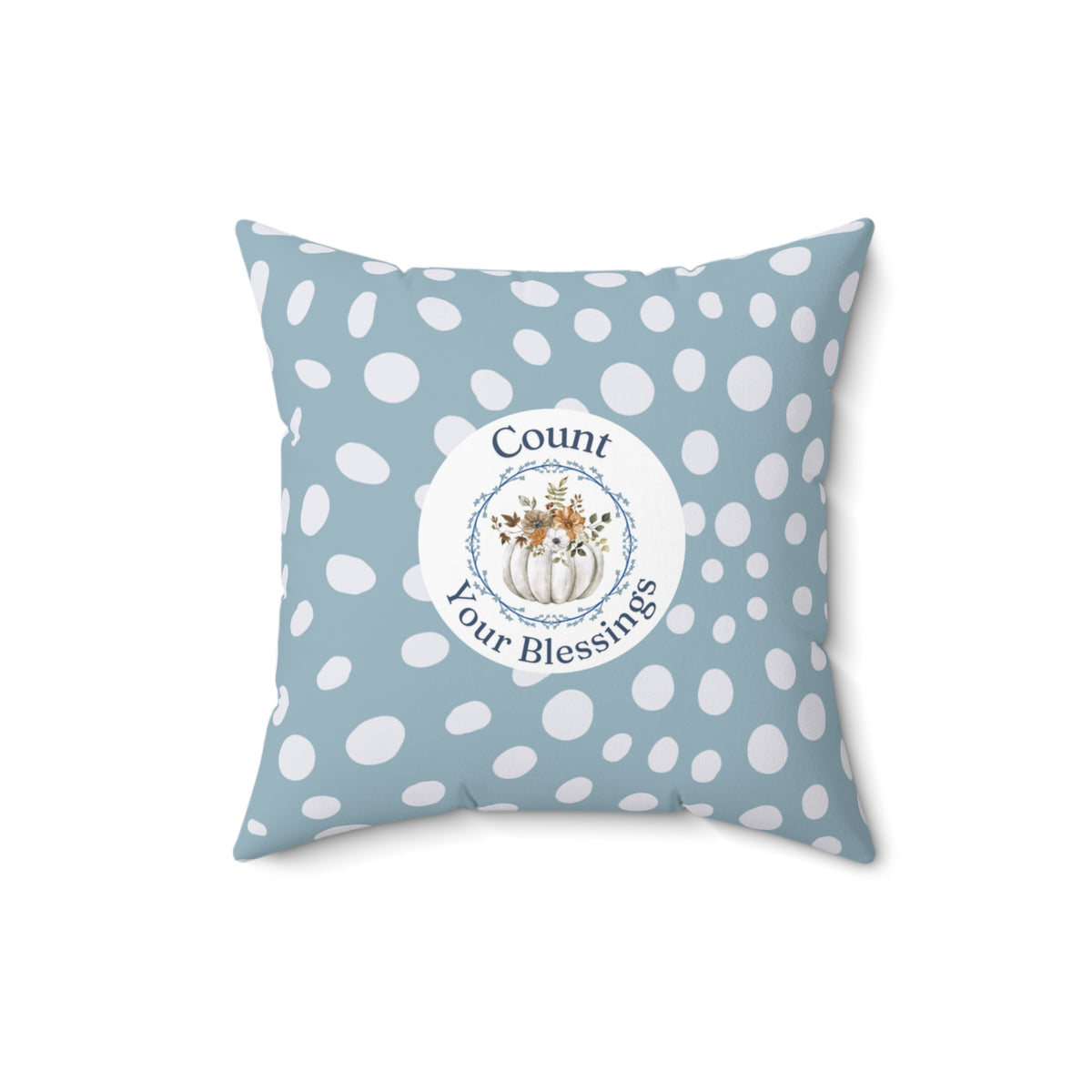 Count Your Blessings Blue Pumpkin Pillow