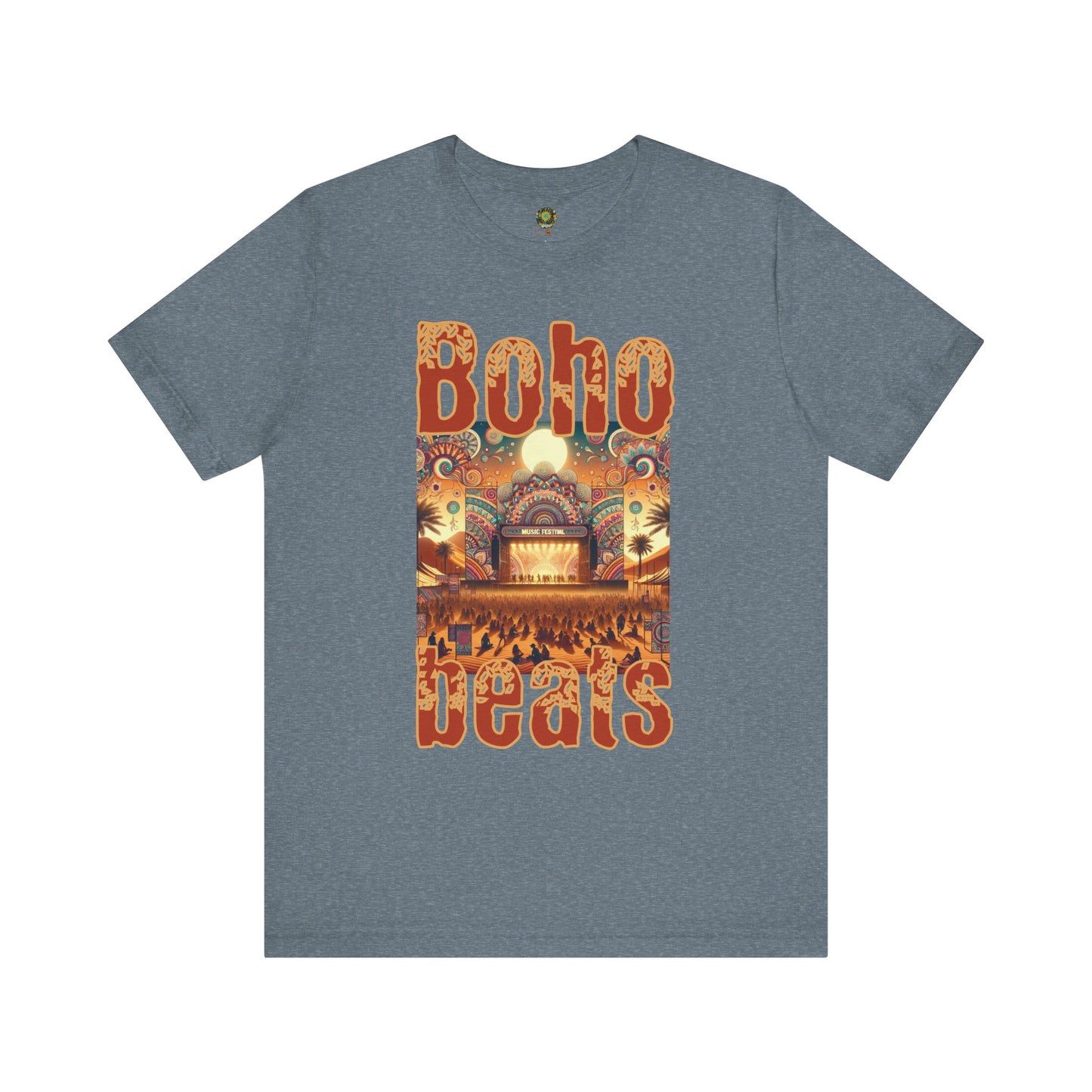 Boho Beats T-Shirt Music Festival Graphic Tee for Bohemian Desert Style, Music Lovers, and Festival Goers