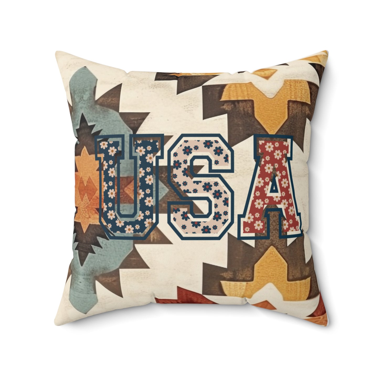 Southwestern Style Pillow Cultural Home Decor Unique Patriotic Pattern Home Accent Housewarming Gift Paisley Print Artistic Cushion