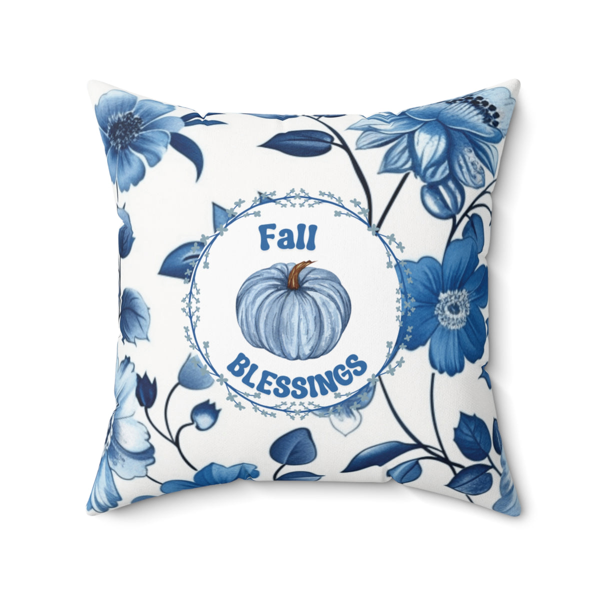 Fall Blessings Blue Pumpkin Pillow