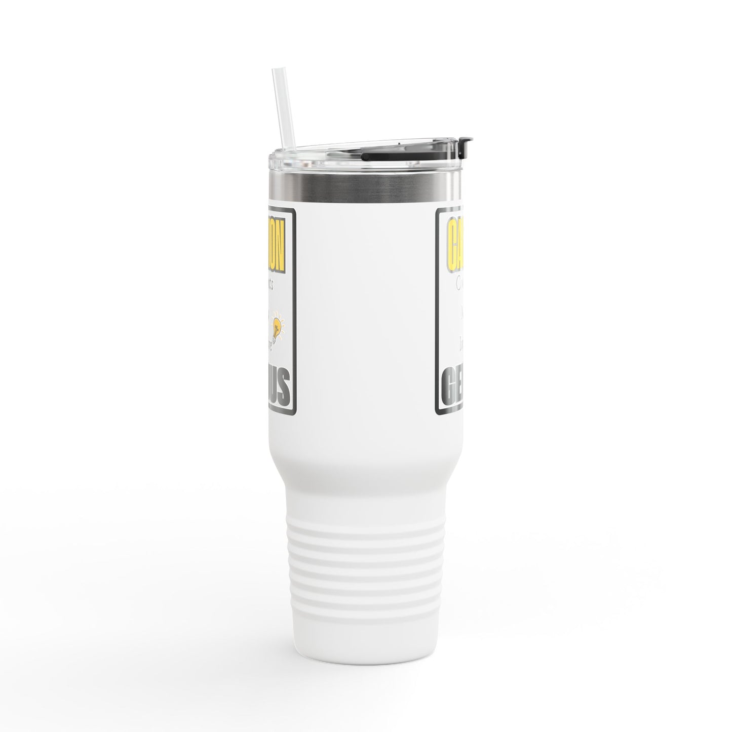 Caution: Contents May Inspire Genius 40 oz Tumbler | Funny Motivational Travel Mug | Everyday Gift Drinkware