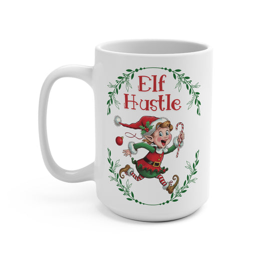 Christmas Mug for Hot Cocoa Candy Cane Mug Holiday Drinkware Vintage Elf Hustle Mug Retro holiday Decor Nostalgic Seasonal Gift