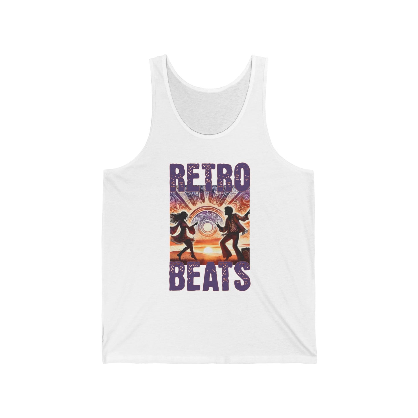 Retro Beats Festival Tank Artistic Desert Scene for Festival Goers Paisley Sky Design Shirt Music Lovers Top