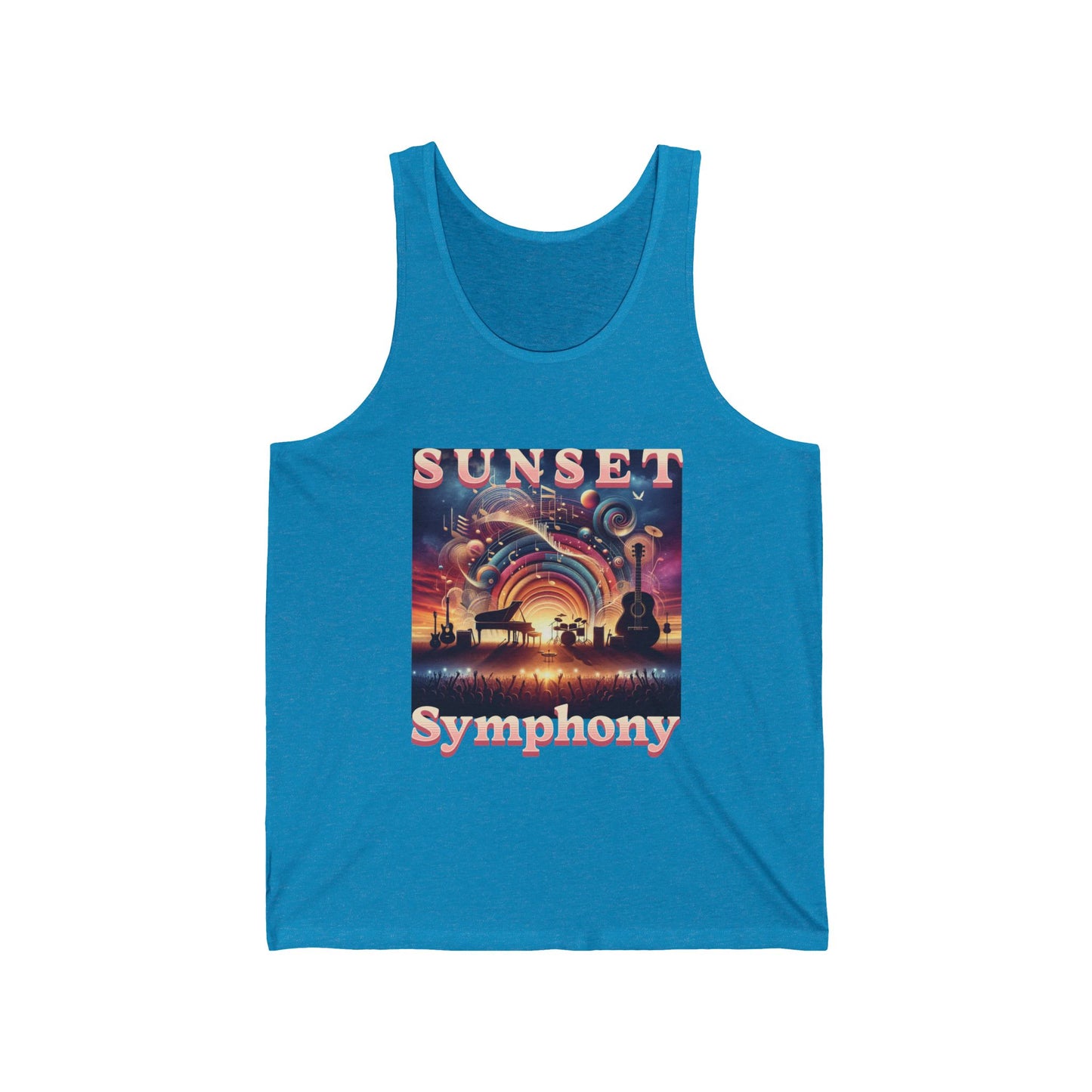 Bohemian Tank Top Sunset Symphony Desert Music Festival Sleeveless Tee for Festival Lovers and Boho Style Enthusiasts