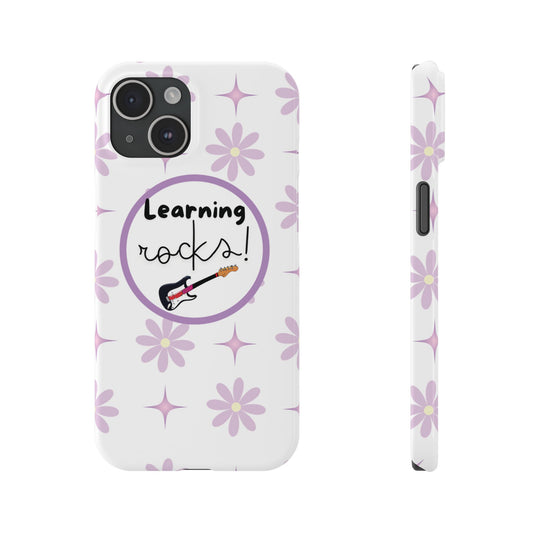 Motivational Back to School Fun White Phone Case for Music Lovers Floral Music-Themed iPhone Cover Trendy School Gear