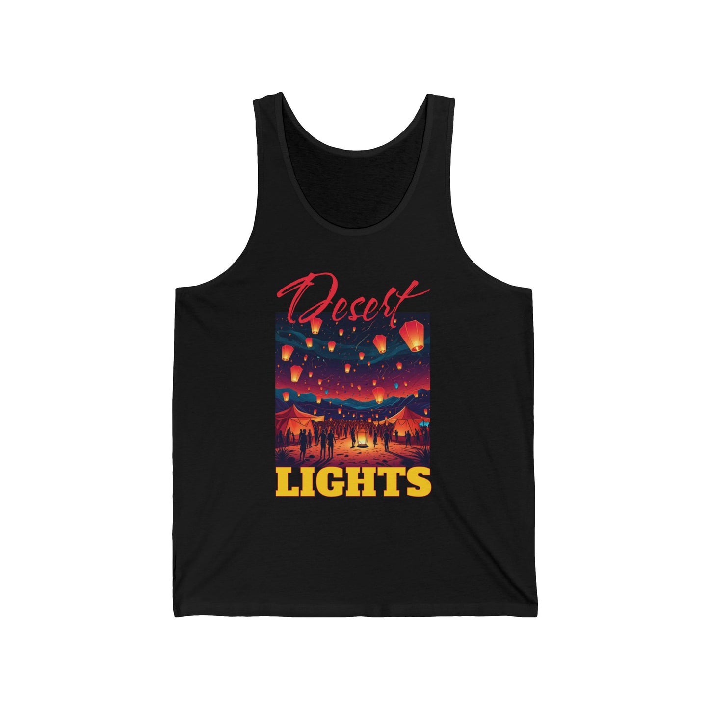 Desert Lights Tank Top for Music Lovers and Festival-Goers Artistic Desert Design Tank Adventure Wear