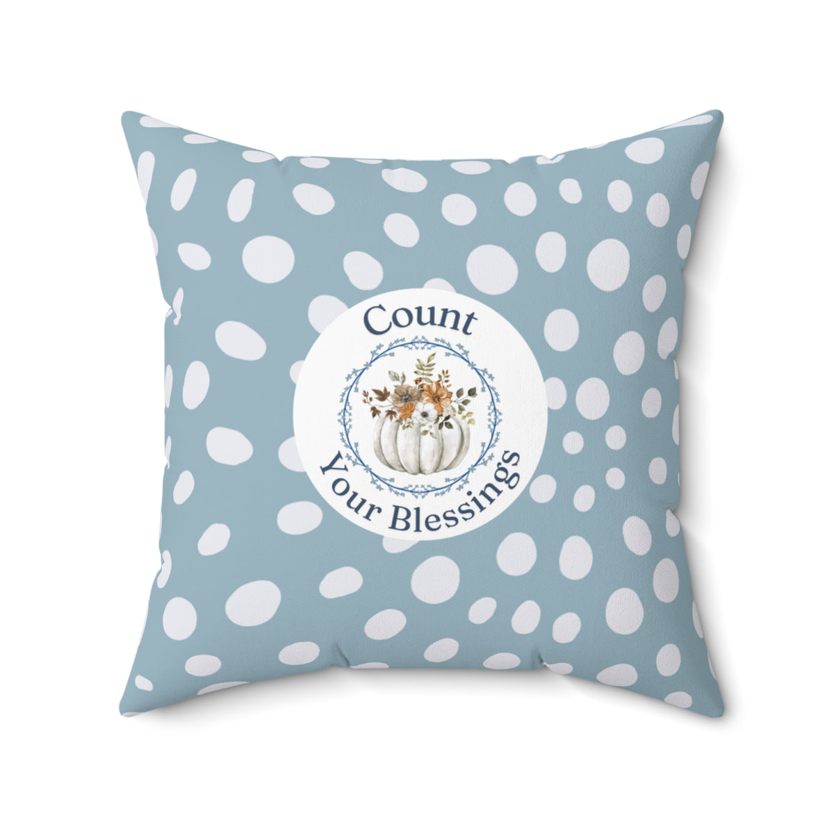 Count Your Blessings Blue Pumpkin Pillow