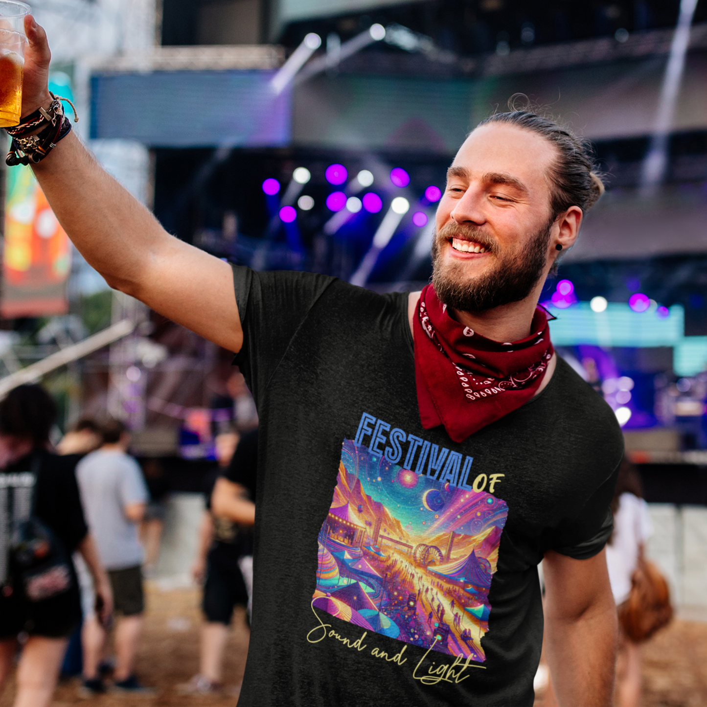 Summer Festival T Shirt for Music Lovers Artistic Desert Scene Festival of Sound and Light Shirt