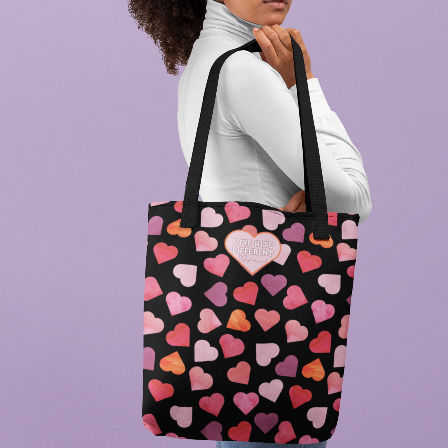 Trendy Love-Themed Reusable Valentine's Day Aesthetic Gen Z Heart Design Tote Large Storage Gift Accessory For Her Romantic and Stylish Tote Bag