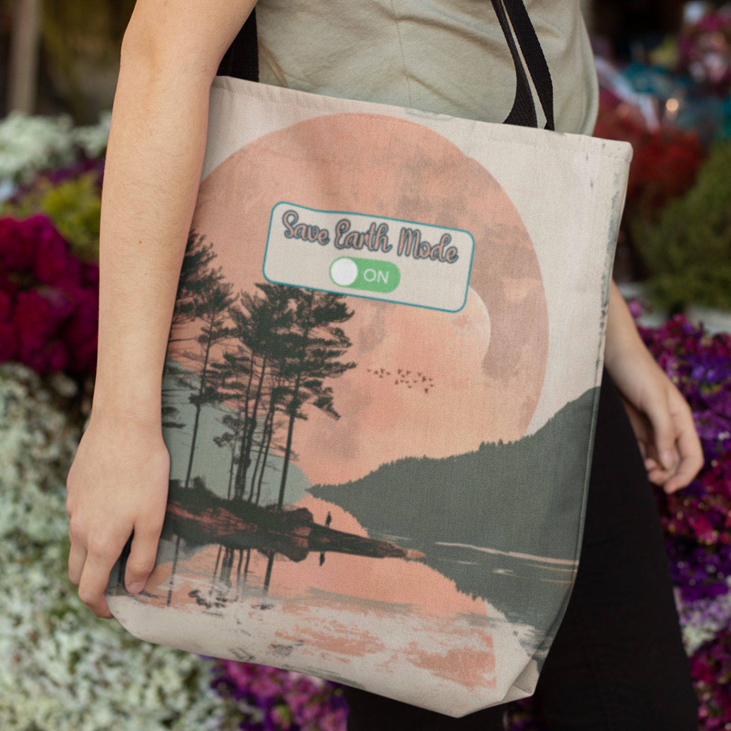 Eco Friendly Earth Day Climate Action Design Bag Sustainable Lifestyle Environmentalist Gift For Nature Lover Climate Positive Accessory Tote