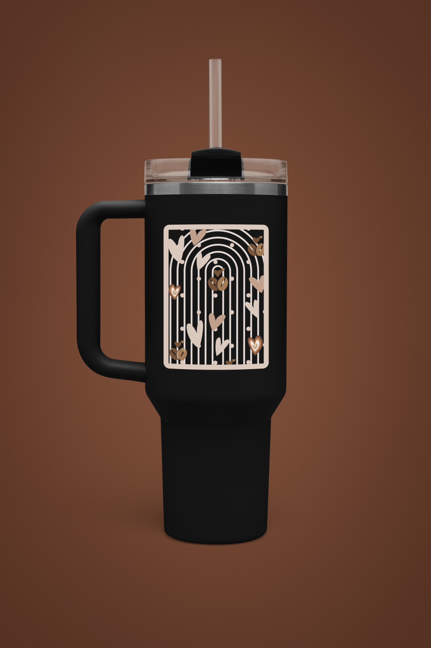 Retro Roast 40 oz Black Tumbler | Retro Coffee Travel Mug | Modern Coffee Lover Gift