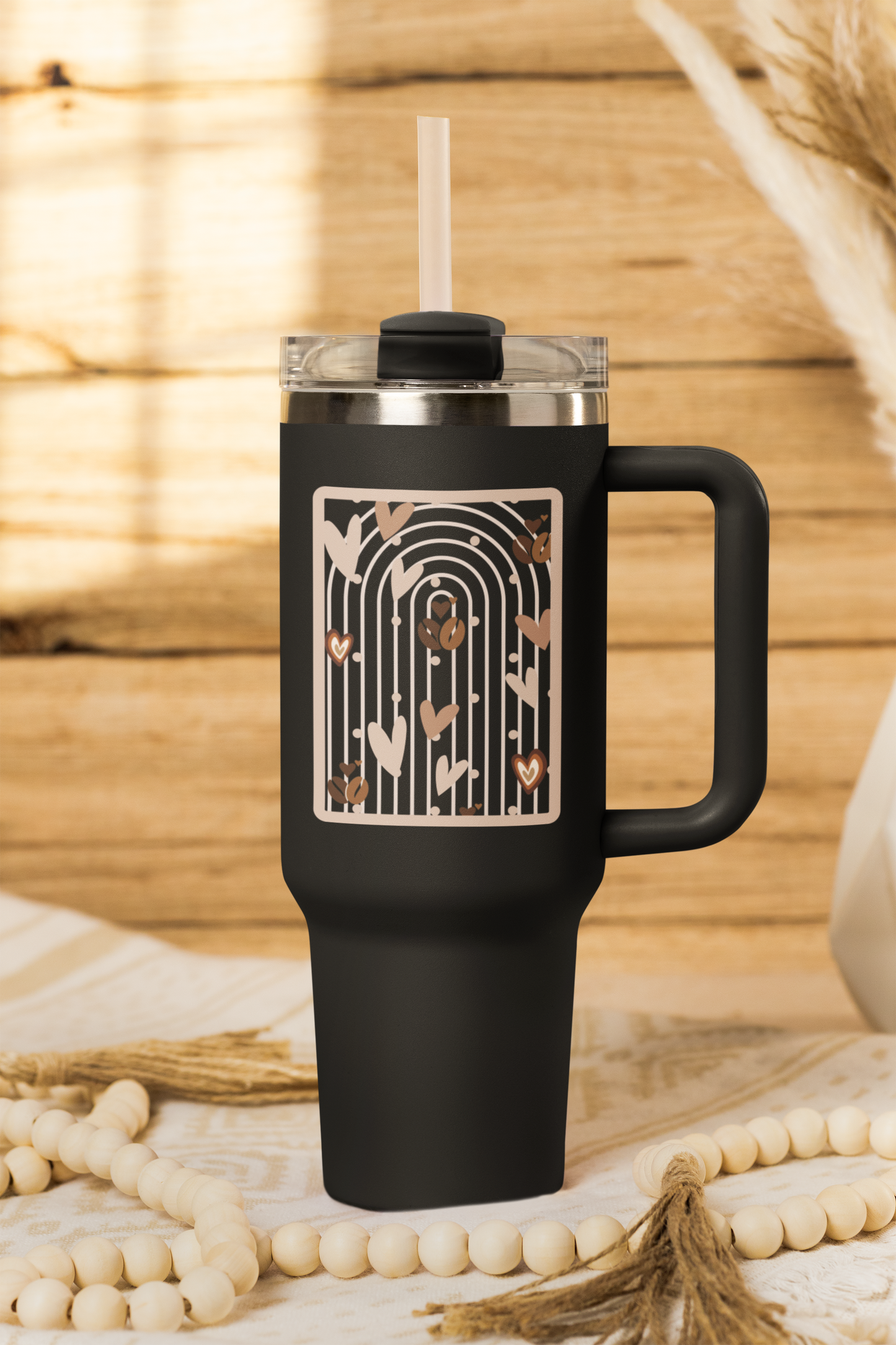 Retro Roast 40 oz Black Tumbler | Retro Coffee Travel Mug | Modern Coffee Lover Gift