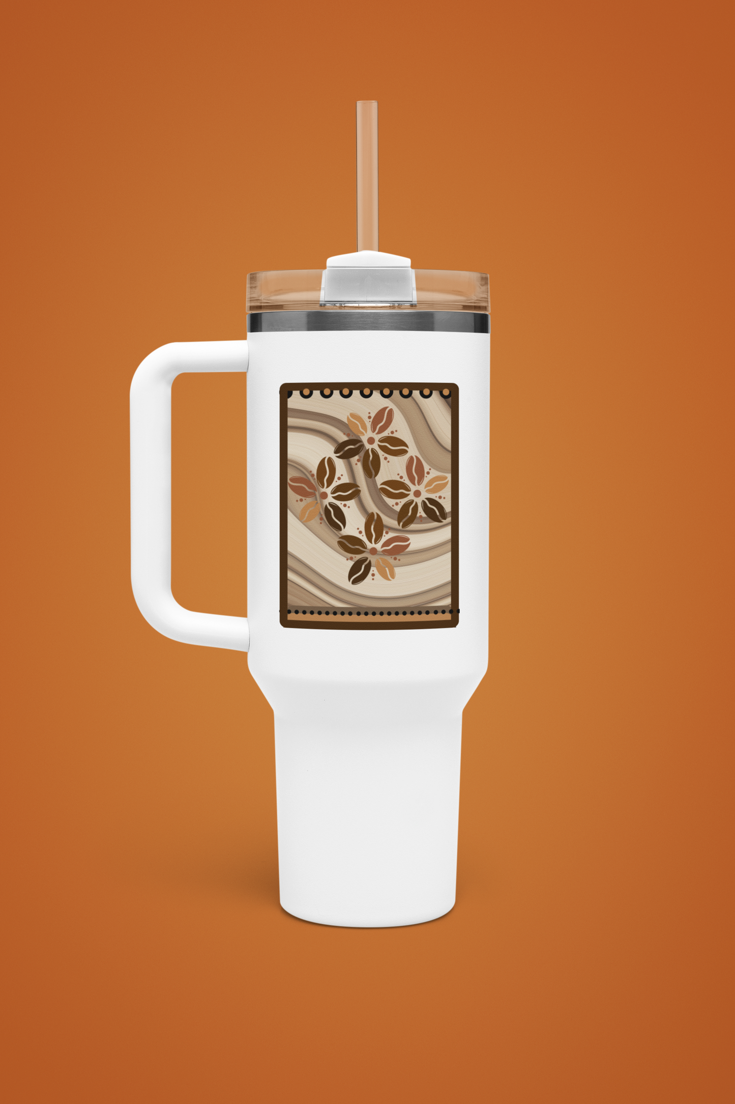 Coffee Bloom 40 oz Tumbler | Floral Coffee Travel Mug | Warm Neutral Everyday Drinkware