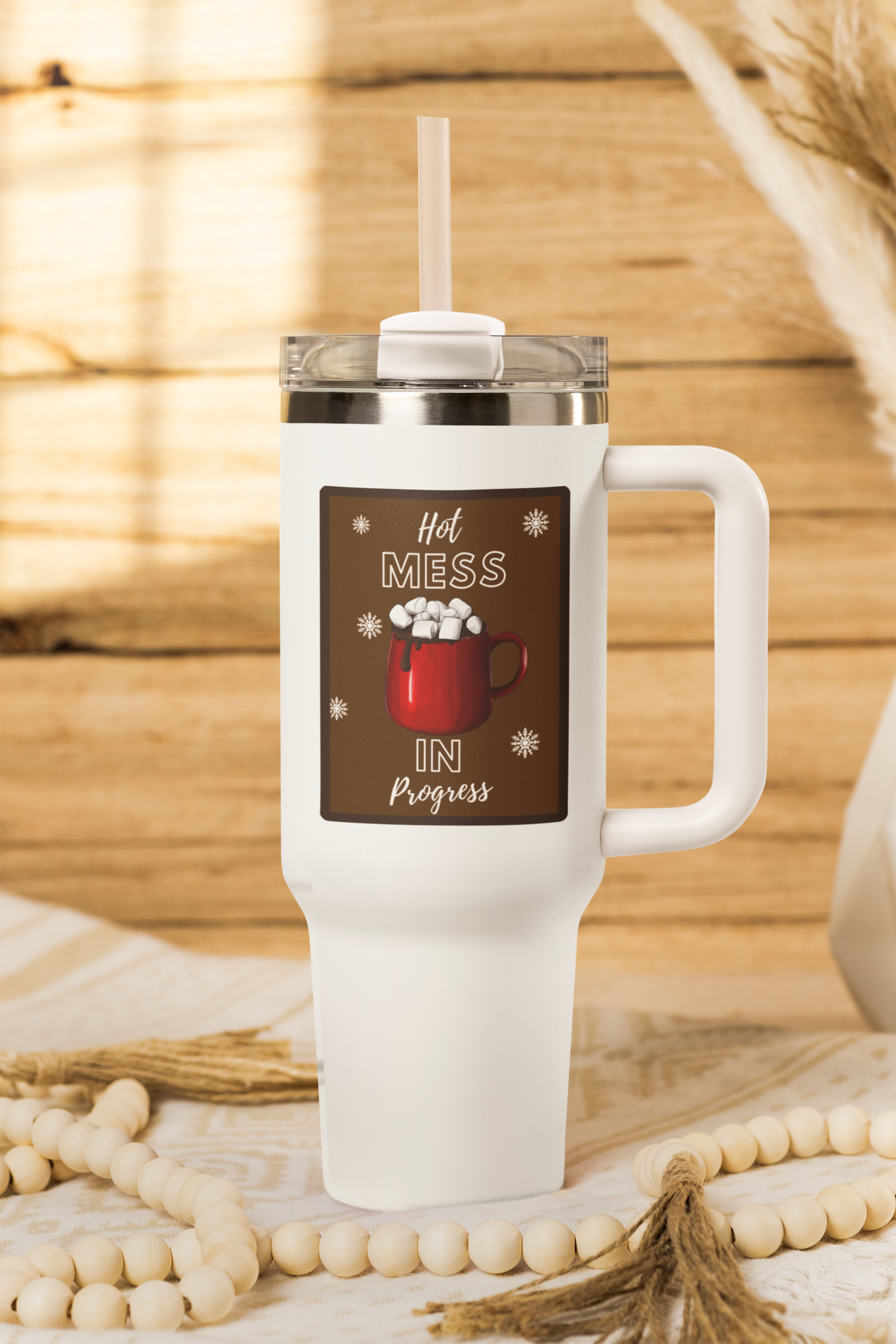 Hot Mess In Progress 40 oz Tumbler | Funny Coffee Travel Mug | Everyday Gift Drinkware