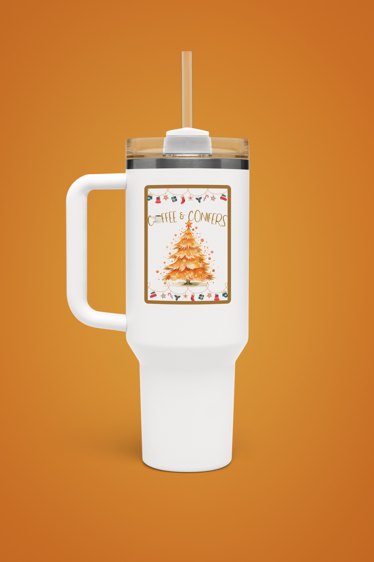 Coffee and Conifers 40 oz Christmas Tumbler | Cozy Holiday Travel Mug | Winter Coffee Lover Gift