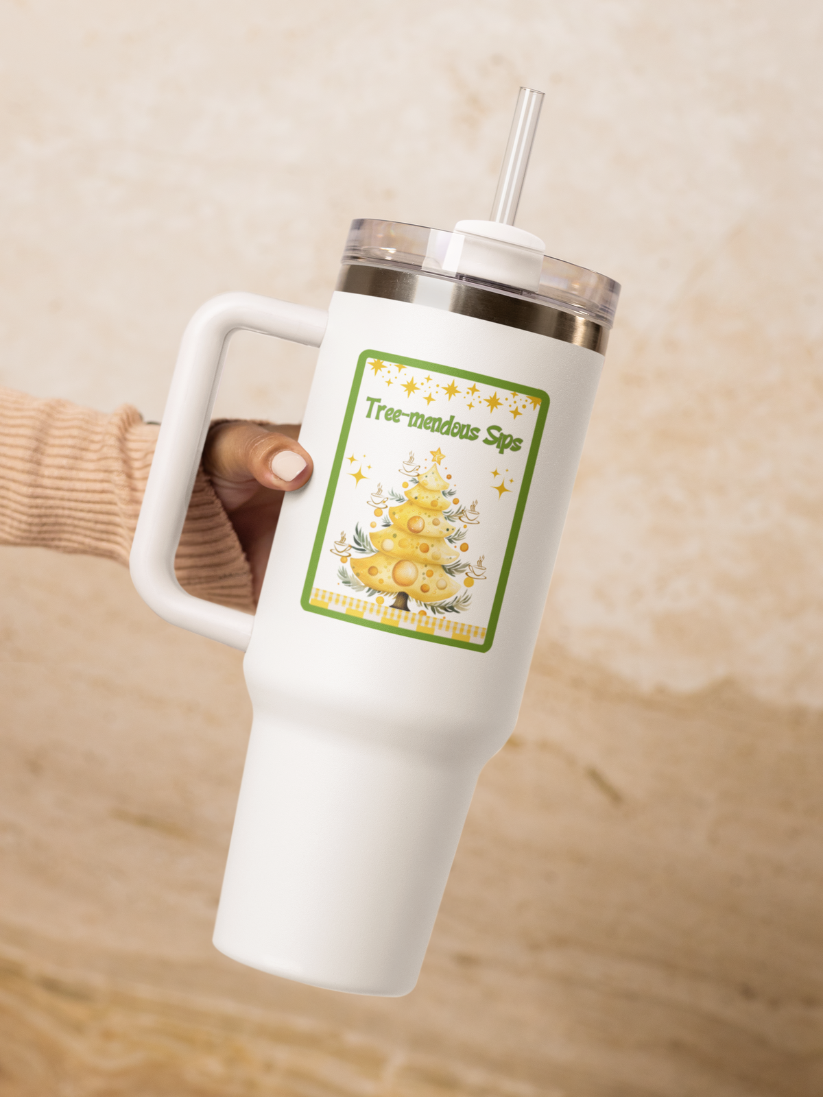 Tree-mendous Sips Christmas 40 oz Tumbler | Whimsical Holiday Coffee Cup