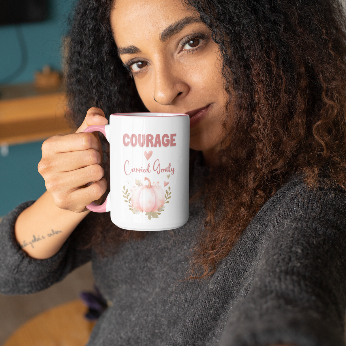 Courage, Carried Gently Pink Pumpkin Mug
