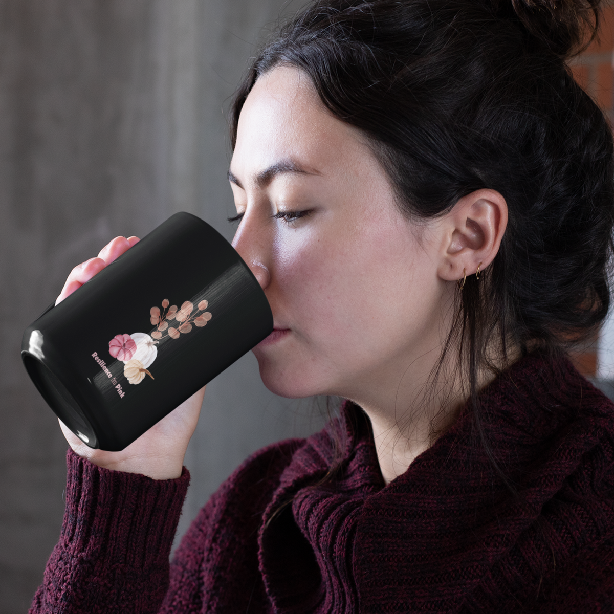 Thankful & Grateful Pink Pumpkin Mug — Midnight Black