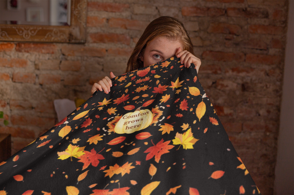 Comfort Grows Here Plush Blanket | Autumn Pumpkin Throw