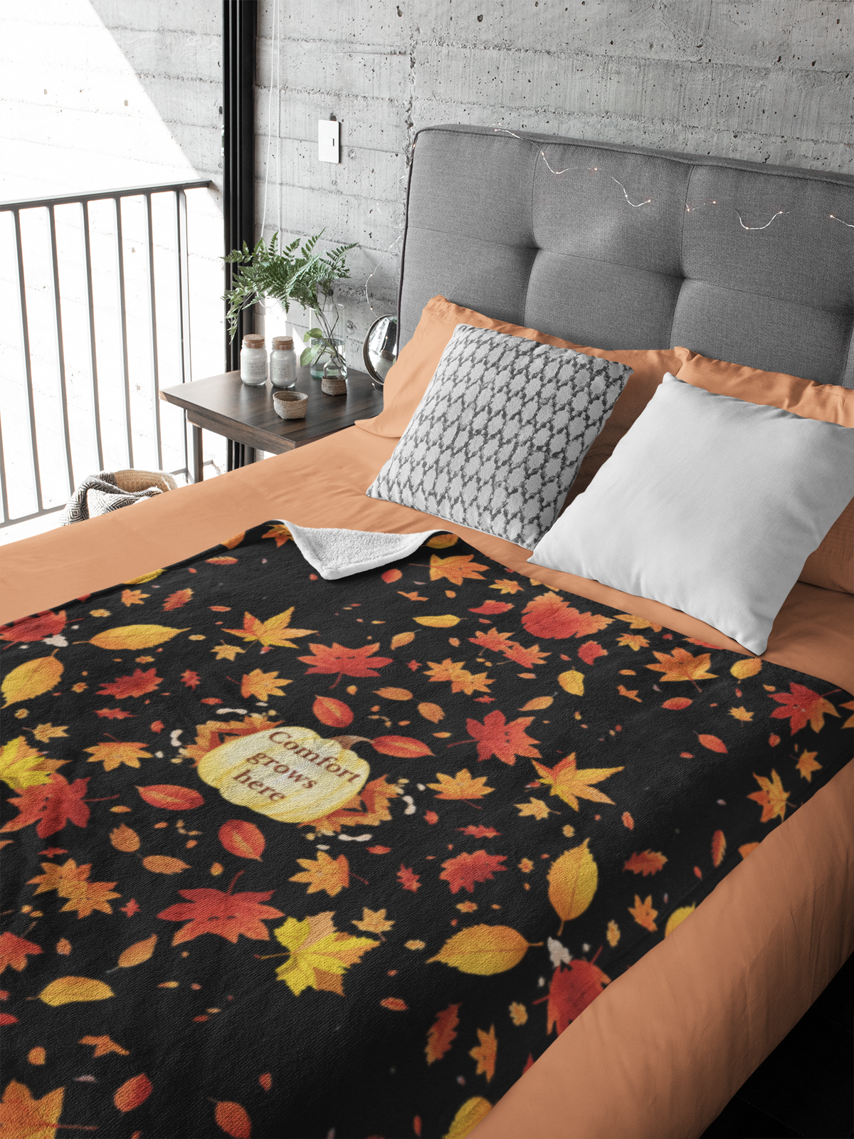 Comfort Grows Here Plush Blanket | Autumn Pumpkin Throw