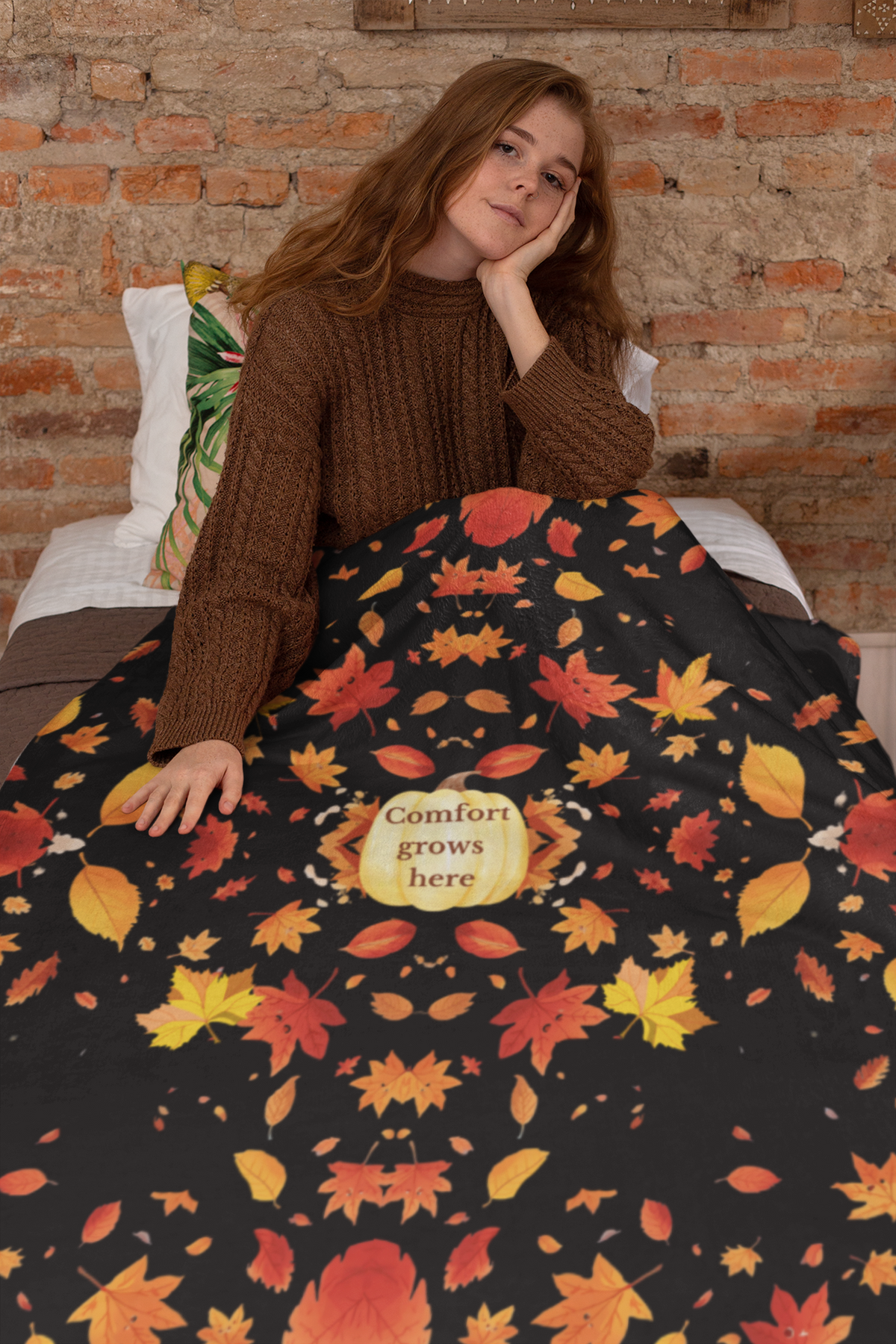 Comfort Grows Here Plush Blanket | Autumn Pumpkin Throw