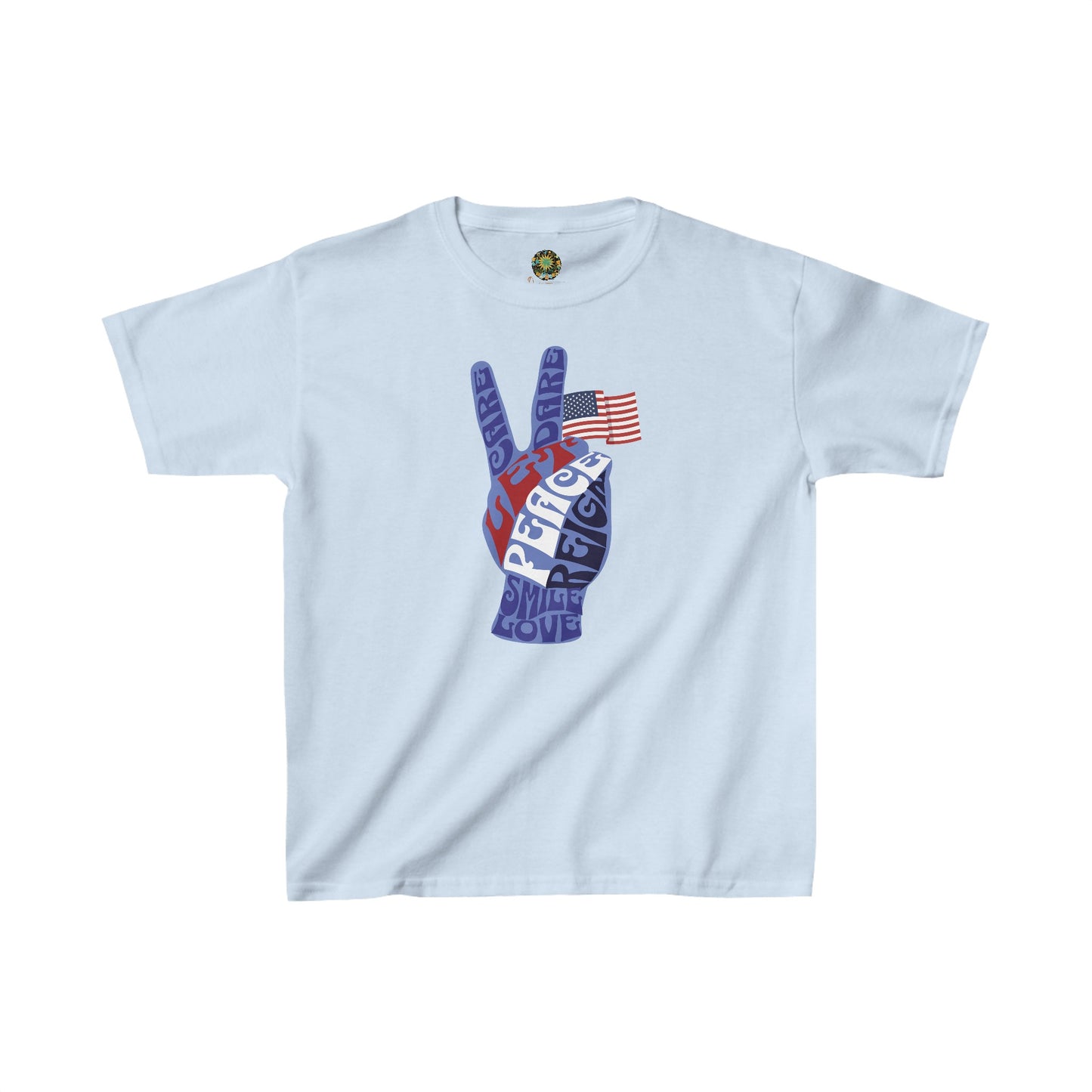 Kids Patriotic T Shirt Let Peace Reign Civic Pride Shirt Inspirational Peace Sign Tee for 4th of July Memorial Day Presidents Day Celebrate USA