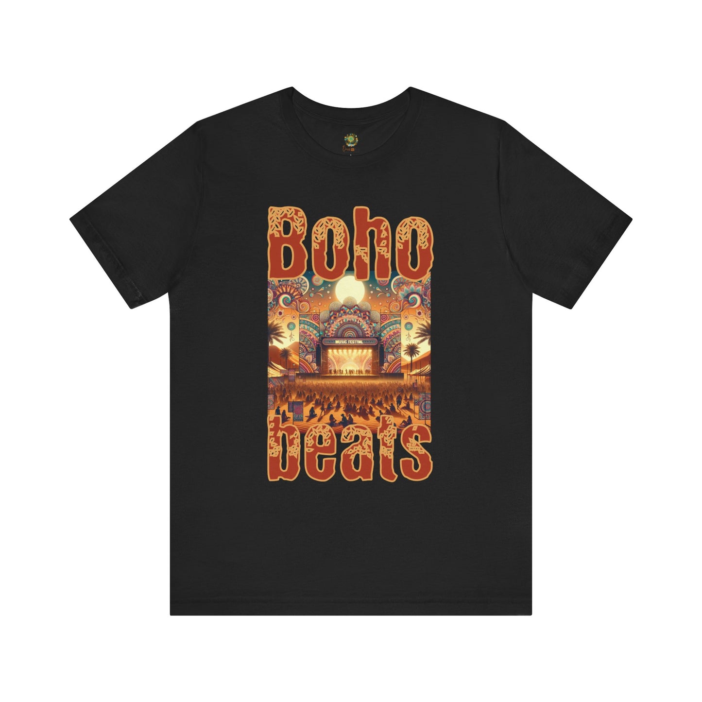 Boho Beats T-Shirt Music Festival Graphic Tee for Bohemian Desert Style, Music Lovers, and Festival Goers