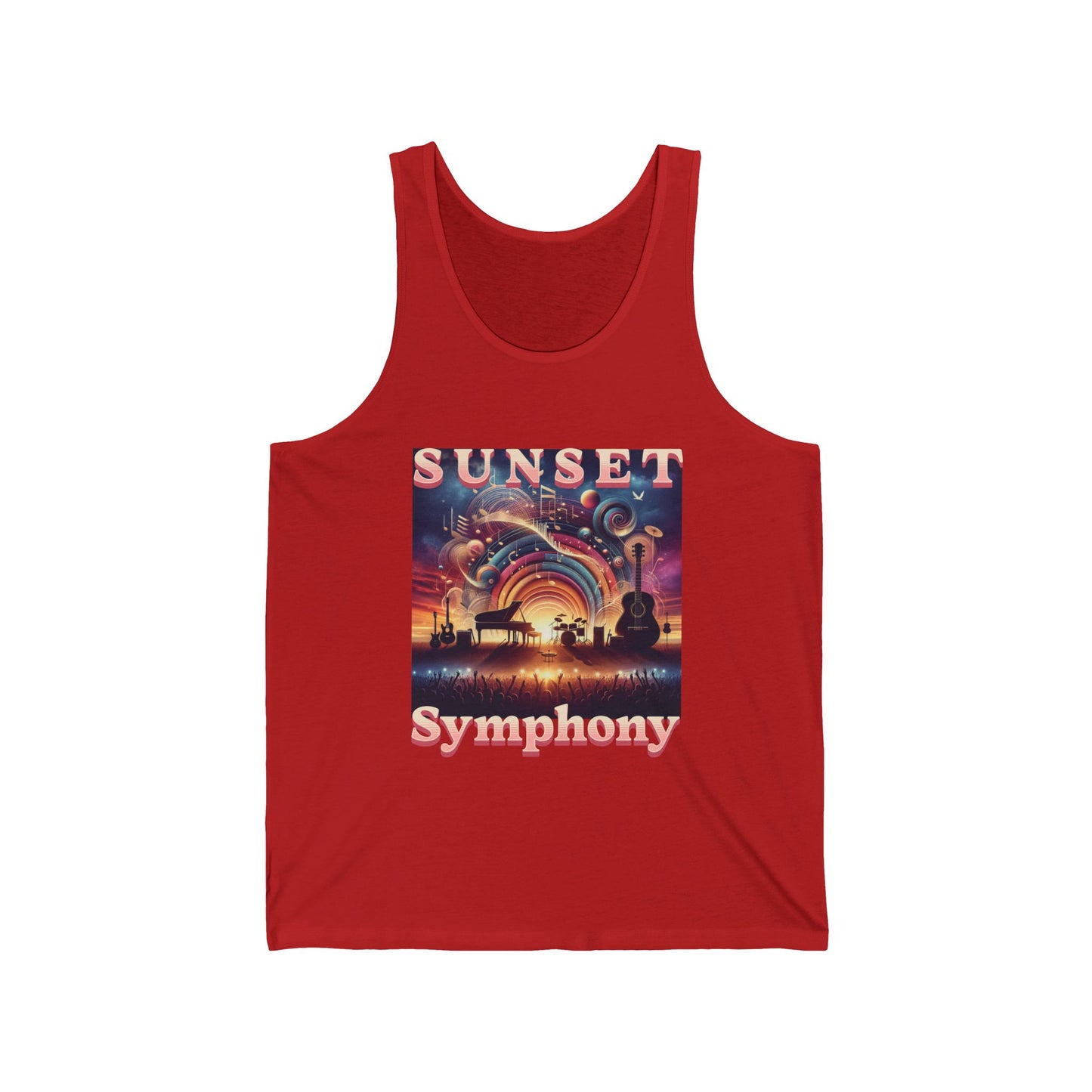 Bohemian Tank Top Sunset Symphony Desert Music Festival Sleeveless Tee for Festival Lovers and Boho Style Enthusiasts