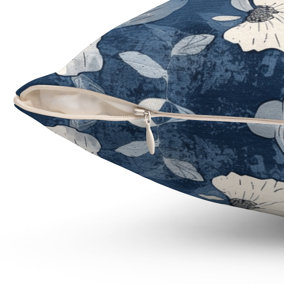 Blue Floral Fall Pumpkin Pillow — Autumn Accent Decor