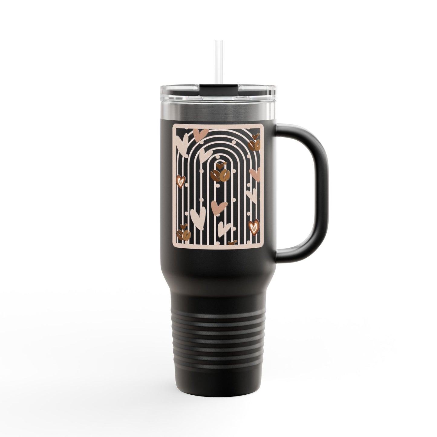 Retro Roast 40 oz Black Tumbler | Retro Coffee Travel Mug | Modern Coffee Lover Gift