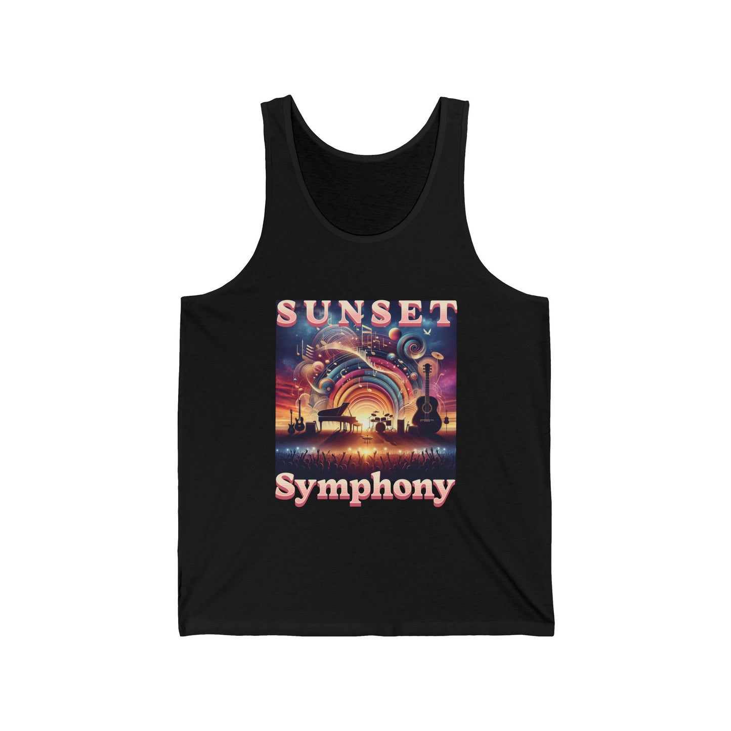 Bohemian Tank Top Sunset Symphony Desert Music Festival Sleeveless Tee for Festival Lovers and Boho Style Enthusiasts