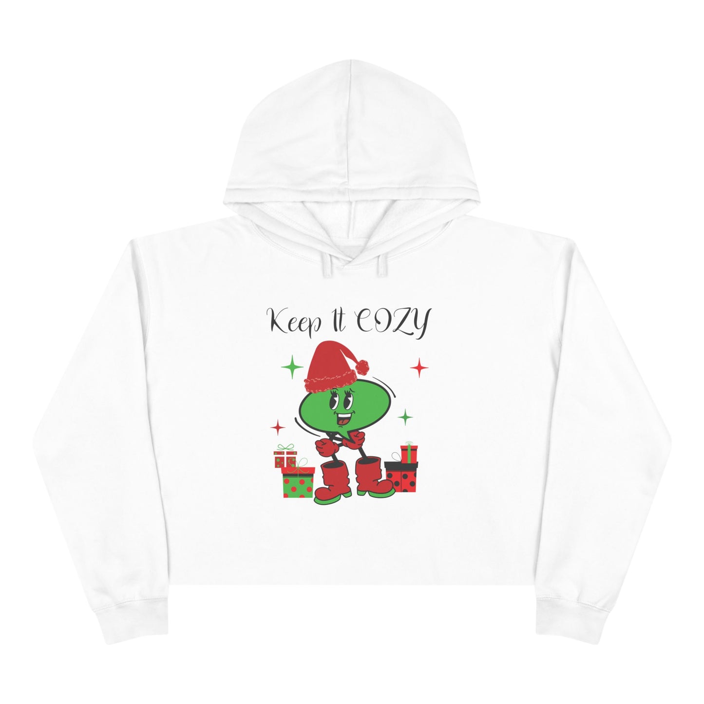 Christmas Chat Bubble Crop Hoodie Trendy Cute Fun Holiday Apparel Unique Seasonal Character Hoodie Gift Idea