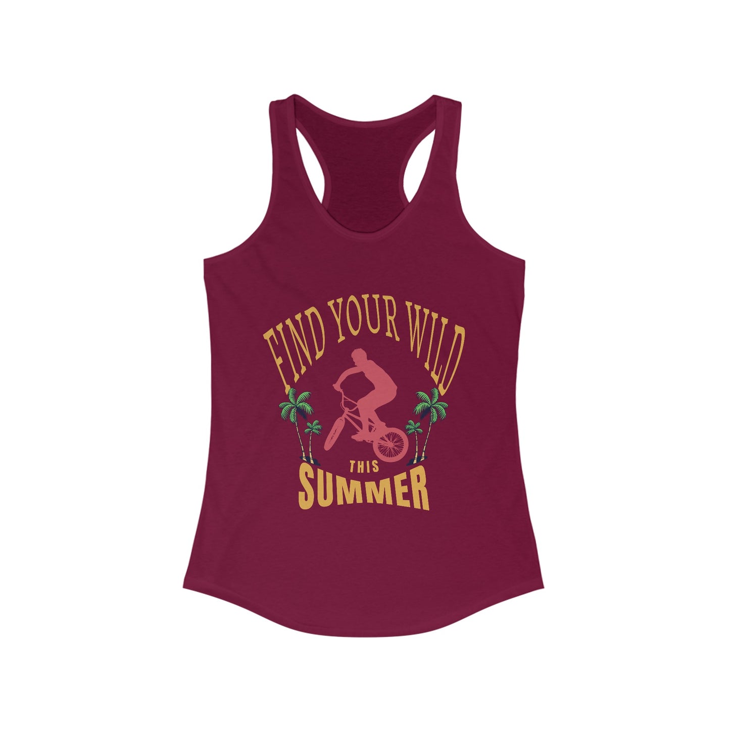 Sporty Women's Racerback Fashion Tank Trendy Summer Clothing Active Lifestyle Shirt Mid-Air Bicycle Jump Top