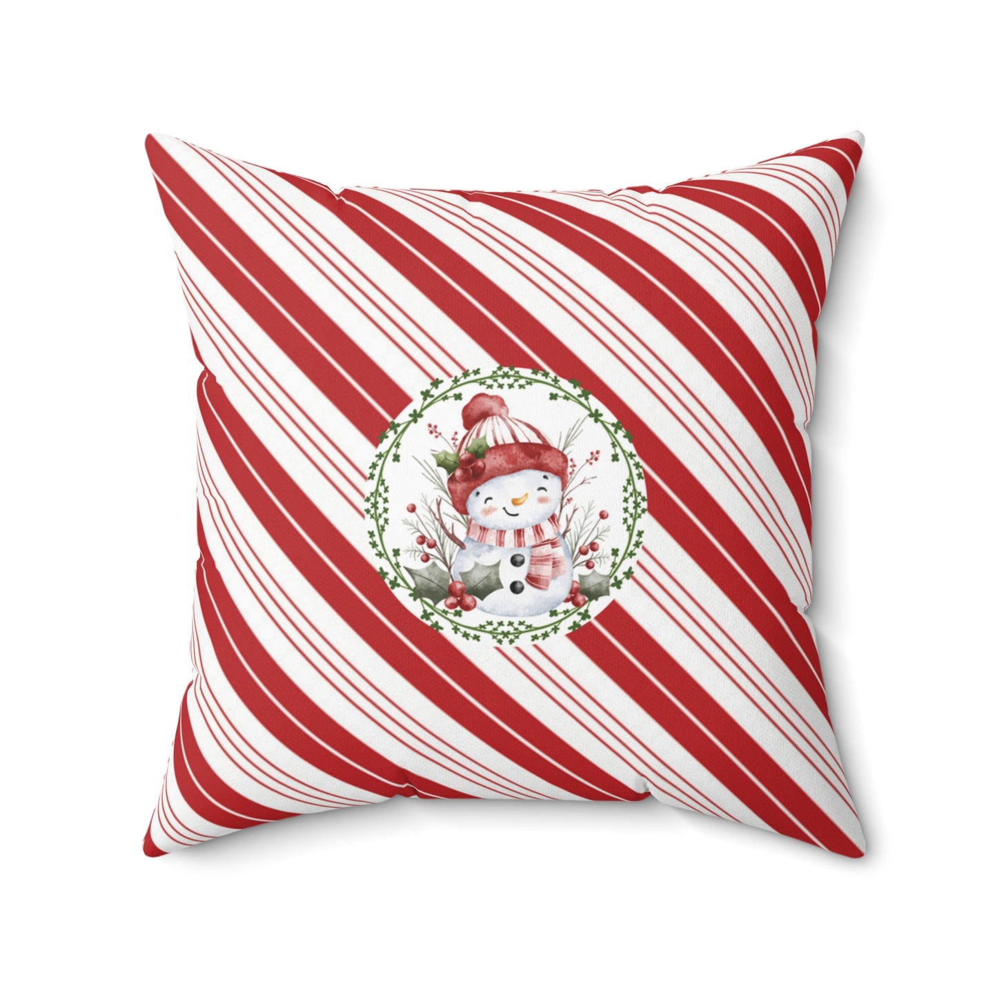 Christmas Candy-Striped Seasonal Santa Accent Pillow Whimsical Striped Holiday Throw Cushion Cozy Snowman Pillow Gift for the Holildays