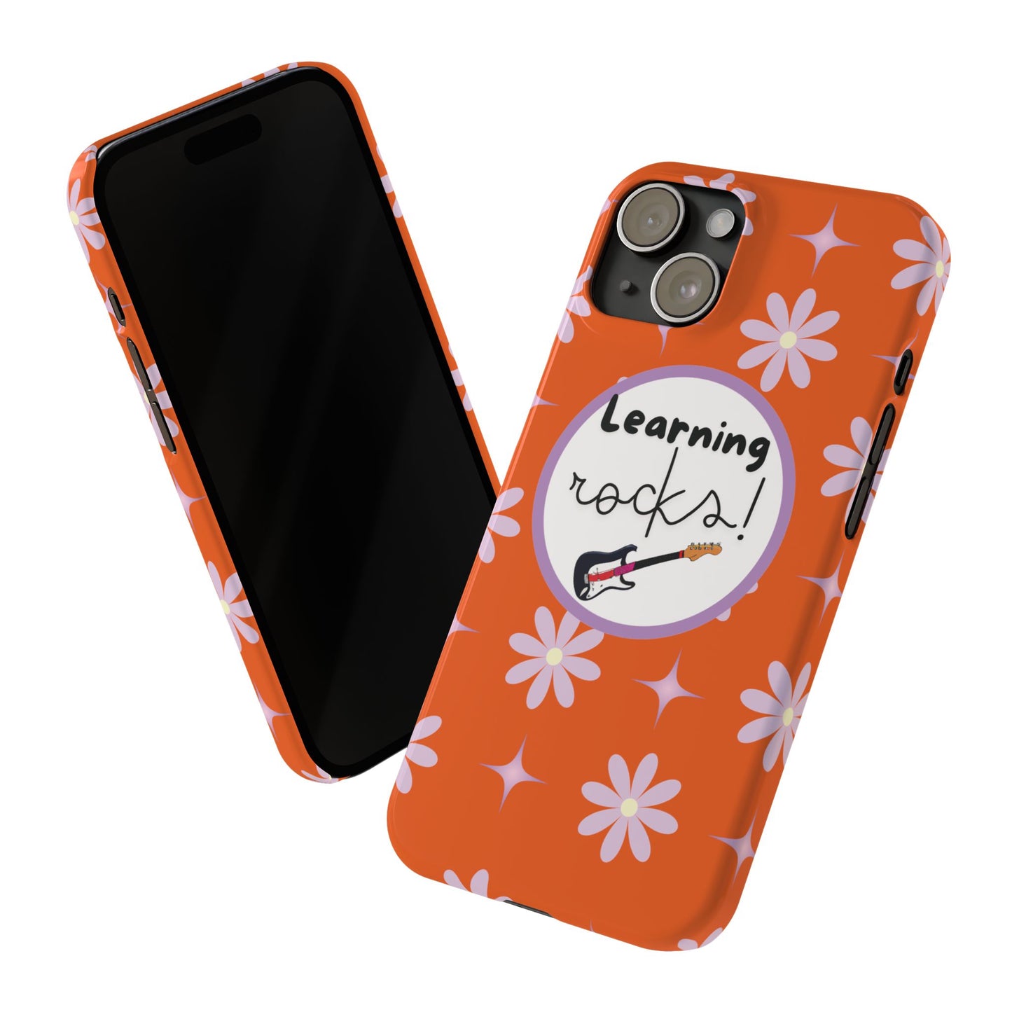 Inspirational Music-Themed iPhone Case Fashionable Protective Phone Gear Back To School Accessory Trendy Orange Floral Phone Cover